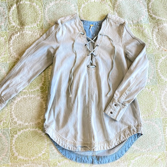 NWOT Free People Washed Out Cloud Blue
Denim Lace Up - Picture 7 of 12